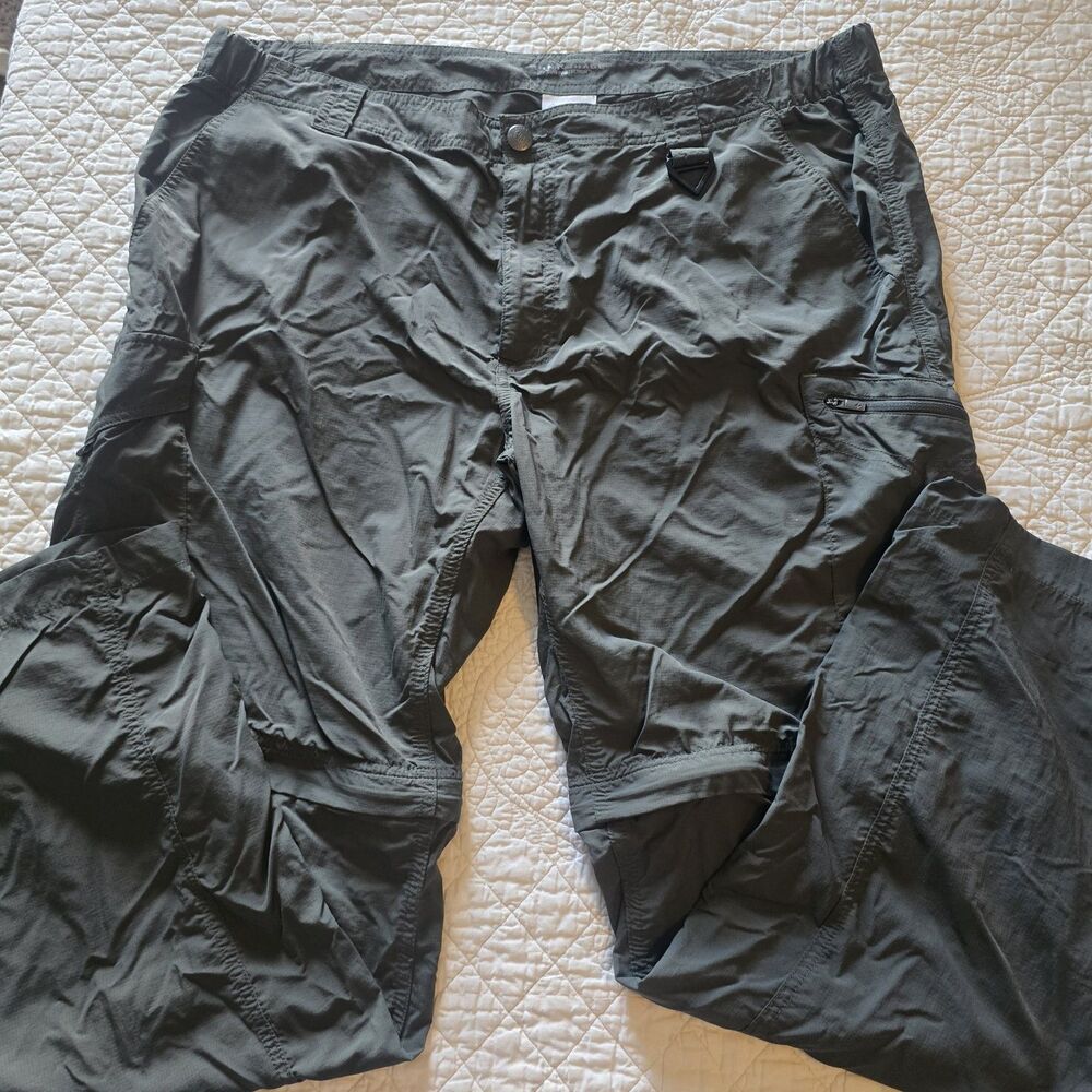 Columbia men’s sport Pants Omni-shade 40W X 30L Mid Leg Zipper Olive Green